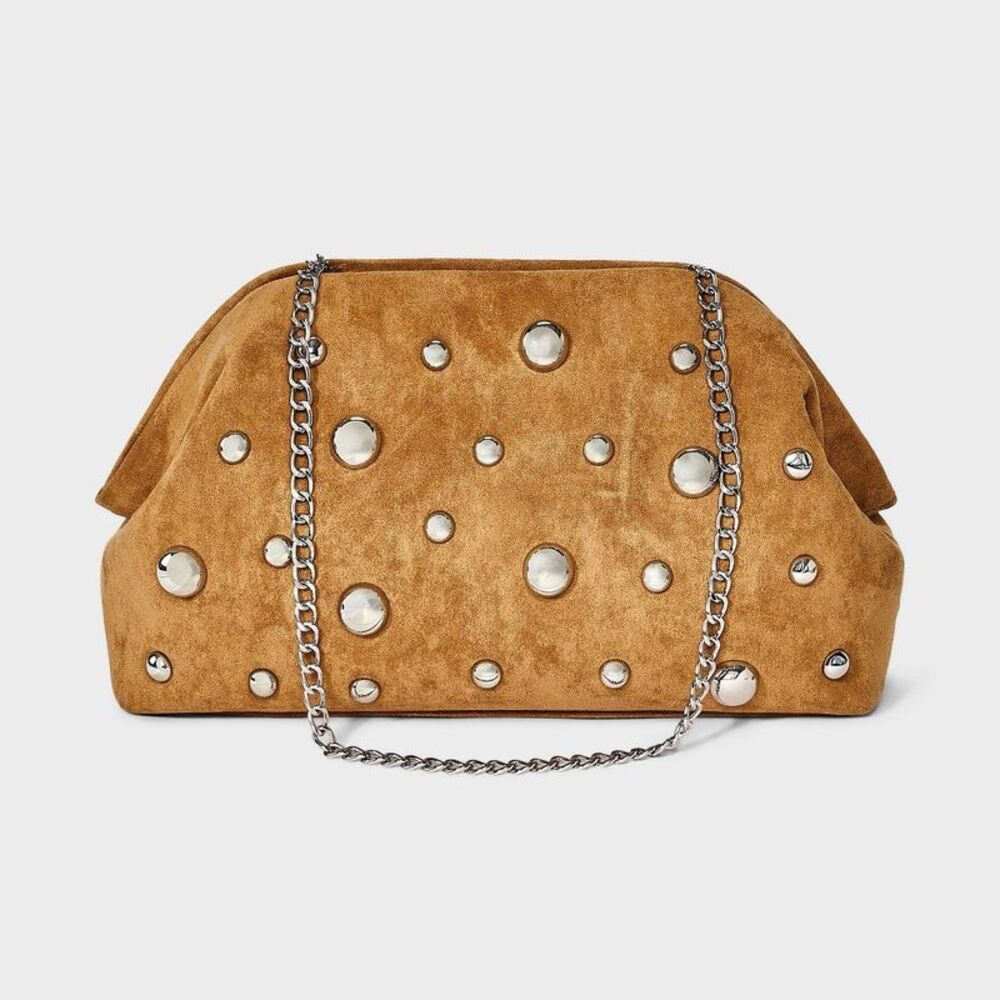 Studded Oversized Clutch - A New Day Brown